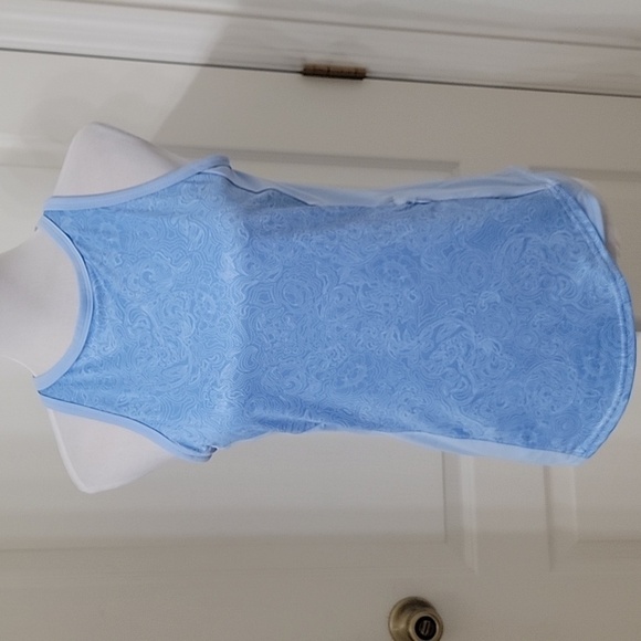 Columbia Size M Light Blue Floral Pattern Titanium High Neck Athletic Tank Top - Picture 1 of 13